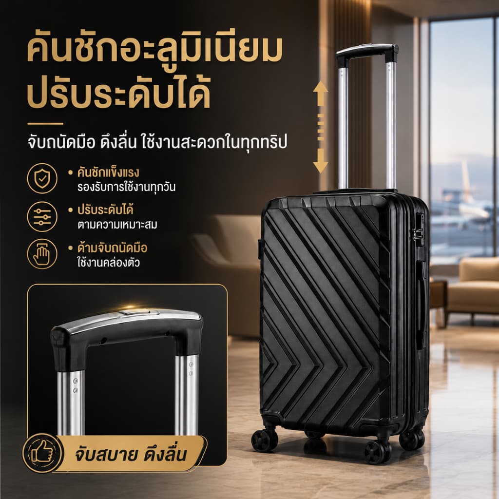 กระเป๋าเป้สะพา 20 นิ้ว กระเป๋าลาก 24นิ้ว วัสดุ ABS+PCย้อน น้ำหนักเบา กระเป๋าล้อลาก luggage 360 องศา ทนสุดๆ รูปที่ 6