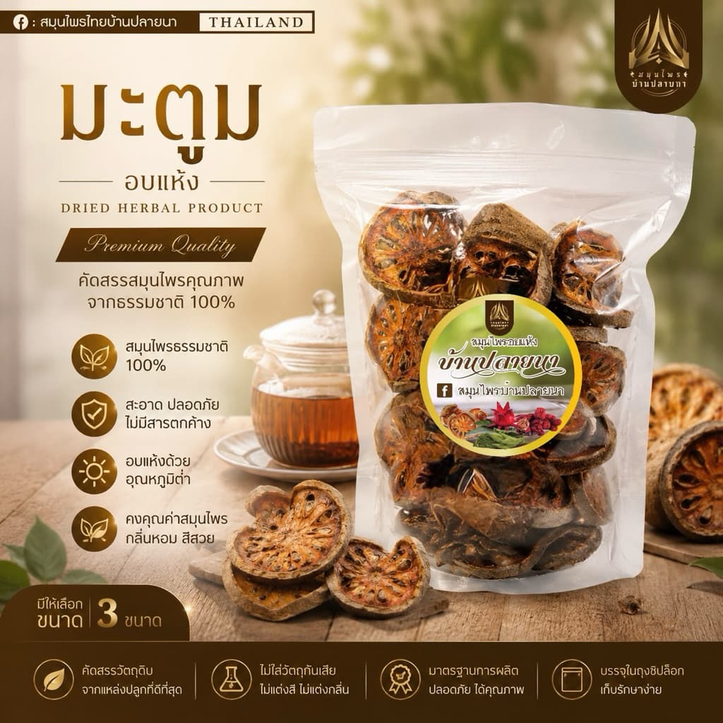 มะตูมอบแห้ง มีขนาด100กรัม 250กรัม 500กรัม รูปที่ 1