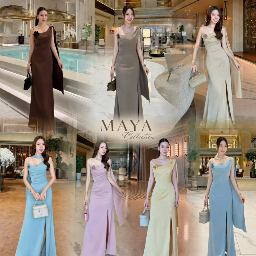 ชุดสไบ ชุดเพื่อนเจ้าสาว เข้าแล้วค่า MAYA s-xl ชุดไปงานแต่ง + ดอกไม้  G137