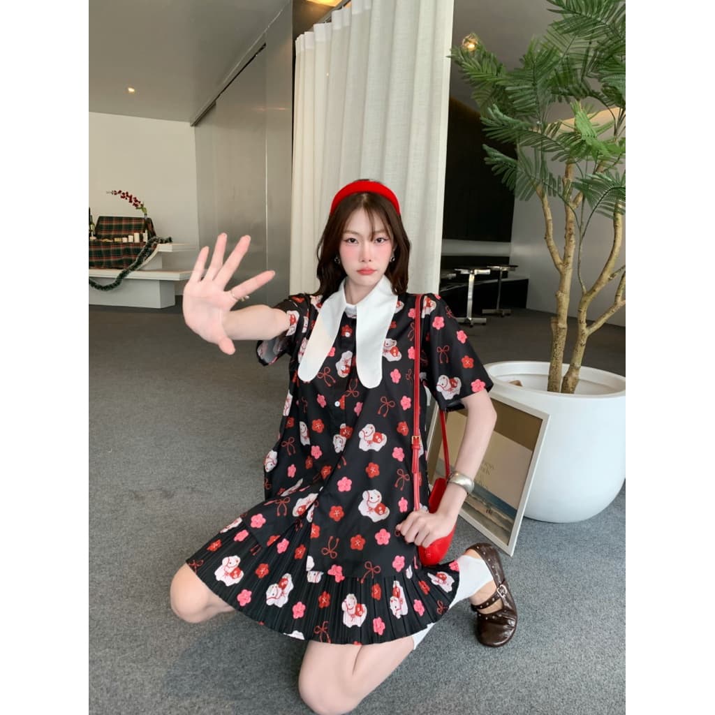 Tokyo set ชุดเซตกระโปรงพลีท เสื้อคอปก รูปที่ 8