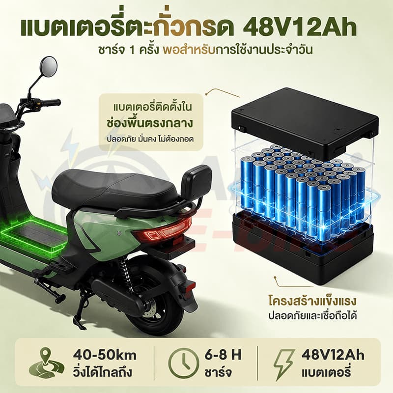 Anchi E-bike จักรยานไฟฟ้า 580W วิ่งได้ เวลาใช้งานแบตเตอรี่นาน เหมาะสำหรับผู้ใหญ่ นักเรียน ปลอดภัย รูปที่ 6