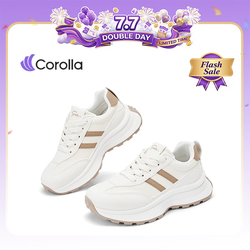 Corolla Aura shoes รองเท้าผ้าใบผู้หญิง ใส่ออกกำลังกายได้ วัสดุหนังพียู หนังนิ่มใส่สบาย ทรงเสริมส้น แนะนำเผื่อ 1 ไซส์