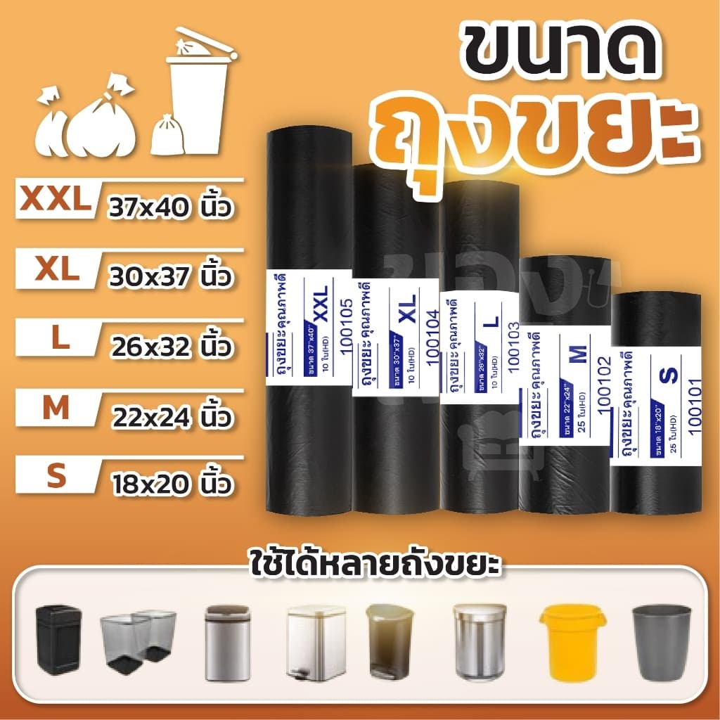 ถุงขยะ ถุงดำ ถุงขยะเหนียว 22x24 26x32 30x37 รับนํ้าหนักได้สูง เเบบม้วน ใหญ่พิเศษ ไร้กลิ่น เกรดA รูปที่ 3