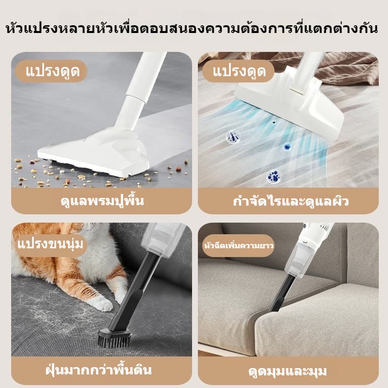 DECKER เครื่องดูดฝุ่นไร้สาย 16000pa เครื่องดูดฝุ่นในรถ แรงดูดสูง 2IN1เครื่องดูดฝุ่น Dry & Wet เหมาะสำหรับสัตว์เลี้ยง รูปที่ 9