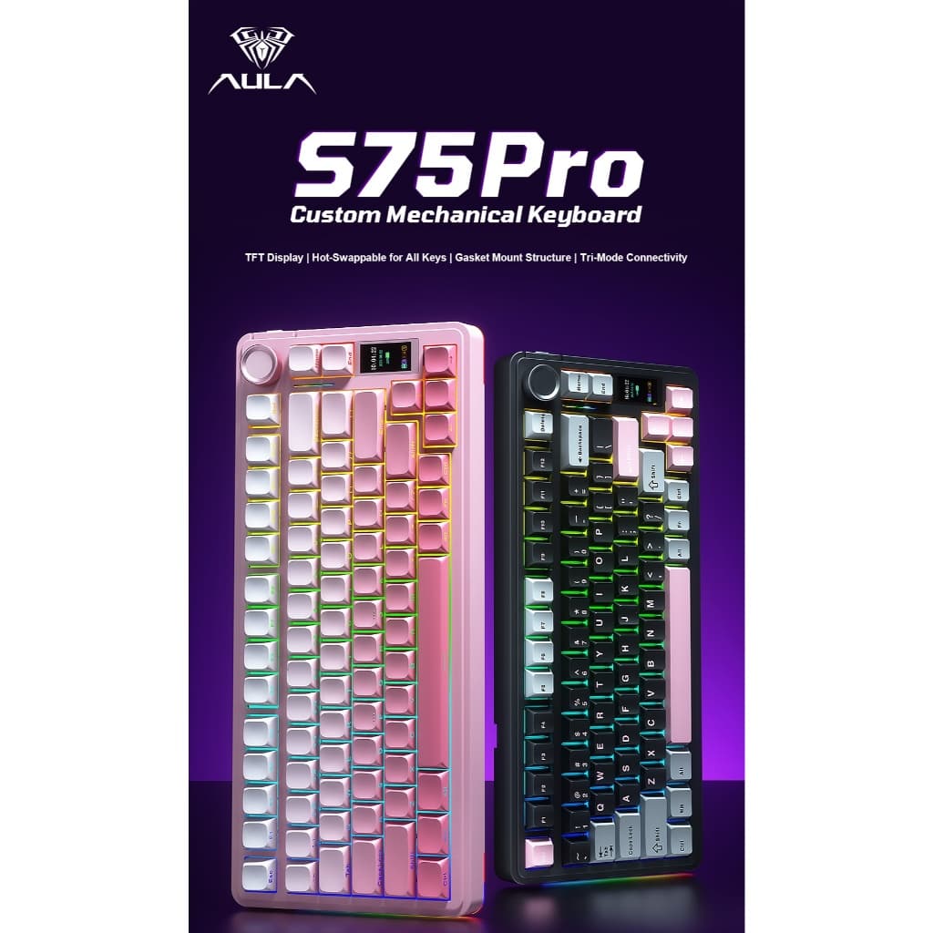 คีย์บอร์ดไร้สาย - AULA S75Pro - Display Gasket Mechanical Keyboard คีย์ไทย รับประกัน 2 ปี รูปที่ 2