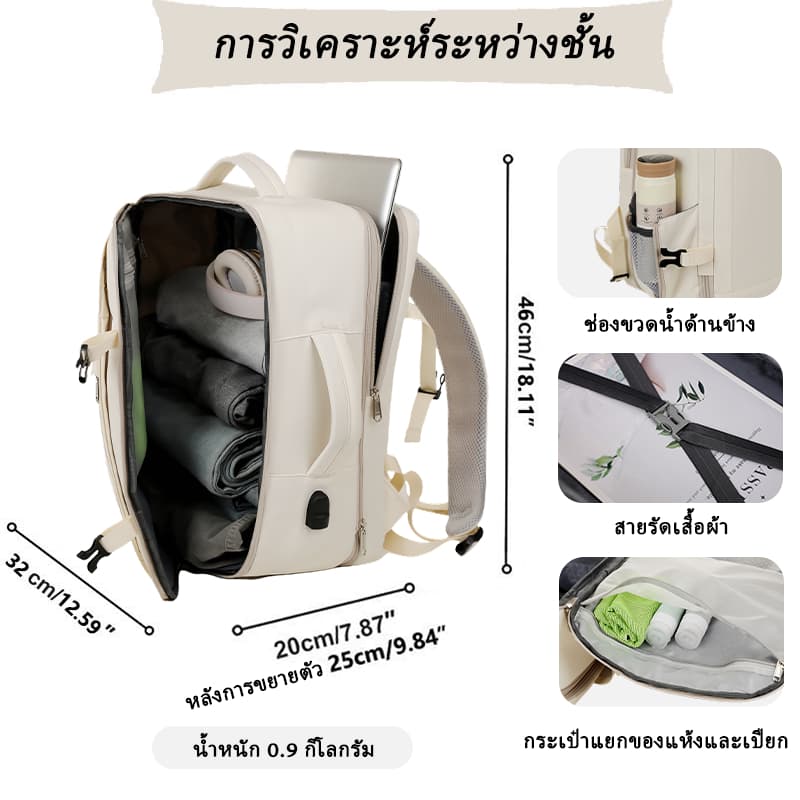 สุภาพสตรีขนาดใหญ่ความจุเดินทางกระเป๋าเป้สะพายหลังเดินป่ากลางแจ้งผู้ชายขยายกันน้ำกระเป๋าเป้สะพายหลังมัลติฟังก์ชั่ รูปที่ 3