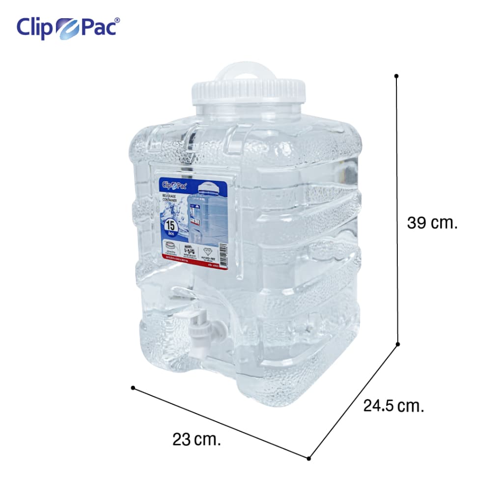 Clip Pac Water Dispenser แกลลอนน้ำ แกลลอนพลาสติก สำหรับใส่น้ำ มีหัวก๊อก มี BPA Free รูปที่ 2