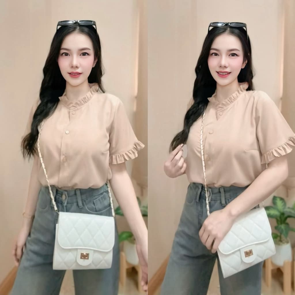 เสื้อคอกลมแต่งระบาย รุ่น Trendy รูปที่ 3