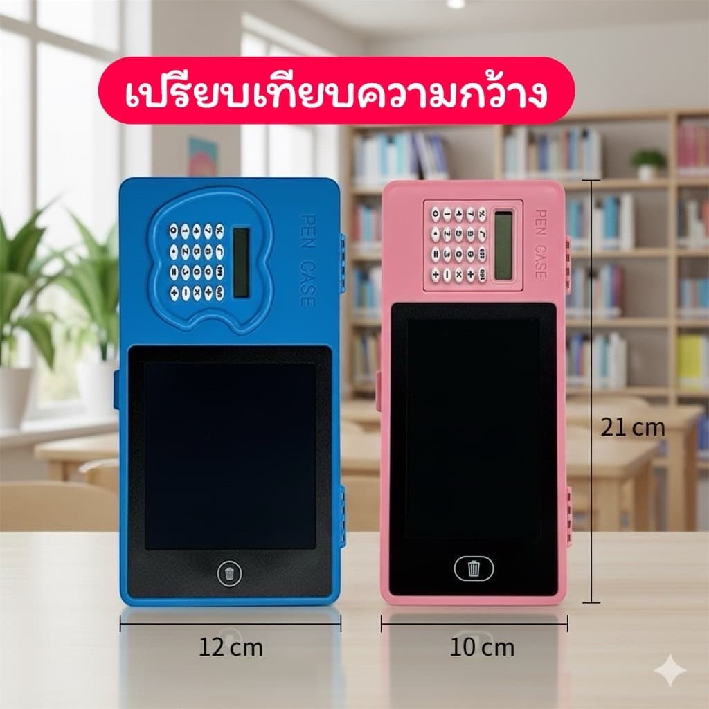 กล่องดินสอ กระเป๋าดินสอ หน้าจอLCD เขียนแล้วลบได้ มีหลายสีให้เลือก และ รุ่นมีเครื่องคิดเลข จากไทย PC044 รูปที่ 4