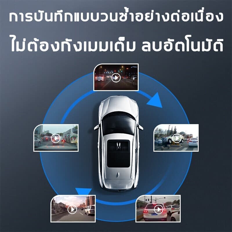 กล้องติดรถยนต์ 1080P HD บันทึกวนซ้ำสไตล์กระจกมองหลัง กล้องติดรถยนต์กระจกกันแสงสะท้อน ล็อคการชนกัน จอแสดงผล ใช้ได้กับรถท รูปที่ 7