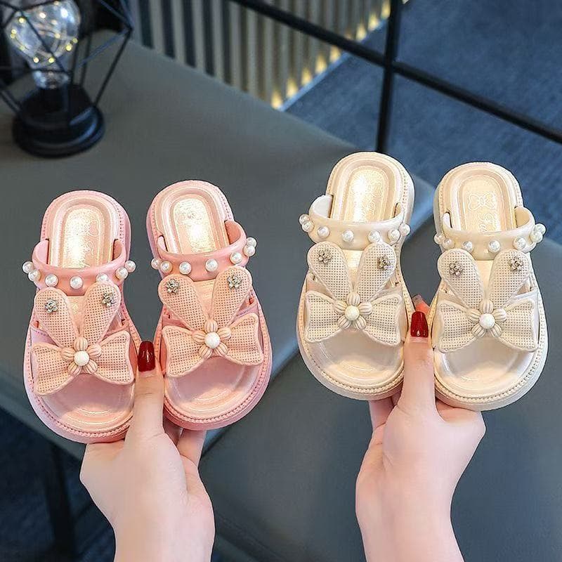 Babyonline 2F3-6 รองเท้าแตะเสริมส้นแต่งไข่มุกสำหรับเด็กผู้หญิงสุดน่ารัก พื้นนุ่ม กันน้ำ มีกันลื่น รูปที่ 2