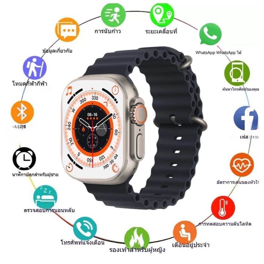 2026 T900 Ultra Smartwatch Original Series 8 2.09 นิ้วหน้าจอบลูทูธโทรกันน้ํา 49 มม.Ultra 2 เกมไร้สายชาร์จ Smartwatch รูปที่ 7