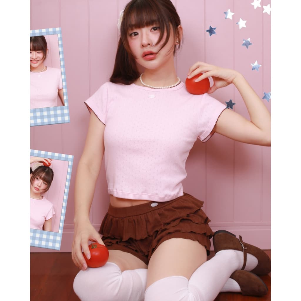 kome.offi เสื้อยืดหยักแขน รุ่น lindi t-shirt รูปที่ 5
