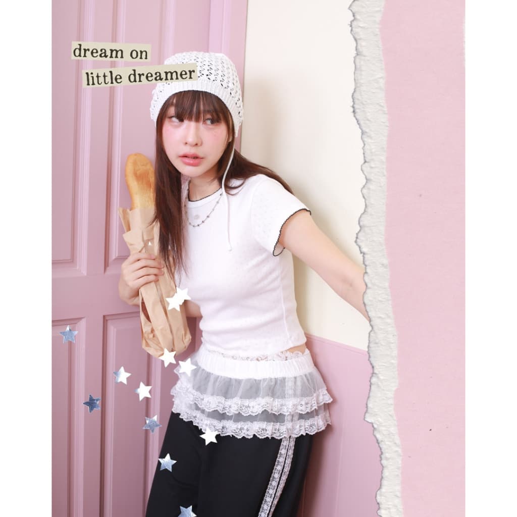 kome.offi เสื้อยืดหยักแขน รุ่น lindi t-shirt รูปที่ 6