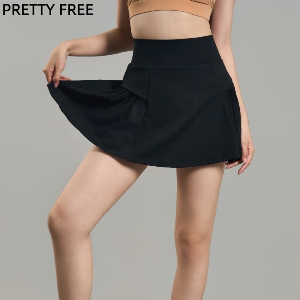 PRETTY FREE กระโปรงกางเกงเอวสูง ความยาวห้าส่วน กระชับหุ่น รูปที่ 3