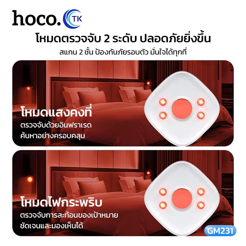 กล้องตรวจจับ HOCO GM231 Anti Spy Camera Detecter ระยะตรวจจับ 5 เมตร มีแบตเตอรี่ในตัว รูปที่ 7