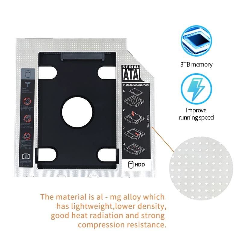 ถาดแปลงใส่HDD SSD ในช่อง DVD Notebook9.0/9.5/12.7mm Tray SATA 2nd HDD SSD Hard Drive Caddy ถาดแปลง for Laptop Notebook รูปที่ 9