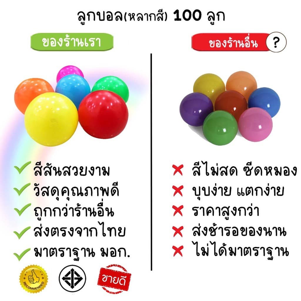 ลูกบอลปลอดสารพิษ ลูกบอลหลากสี 50-100pcs บ้านบอล บ่อบอล บอลสี บอลเด็ก สระบอล ลูกบอลพลาสติก รูปที่ 4