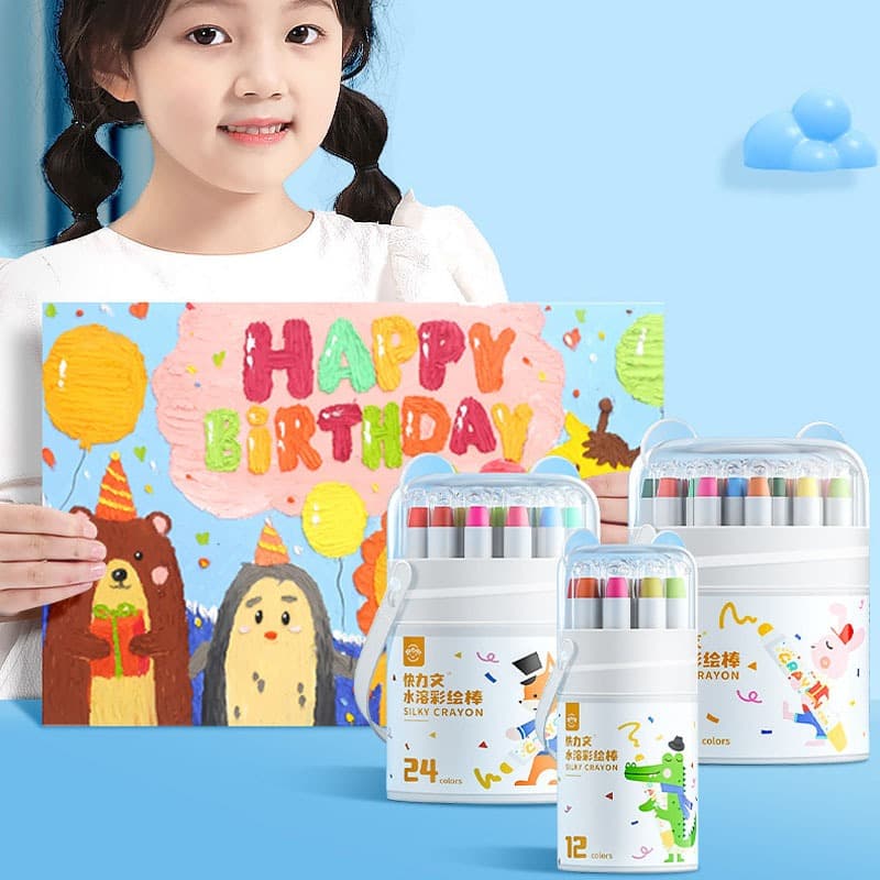 สีเทียนระบายน้ำ สีเทียนปลอดสารพิษ สีเทียนเด็กปลอดสารพิษ 12/24/36/48สี ซักได้ หมุนได้ ของเล่นระบายสี รูปที่ 8