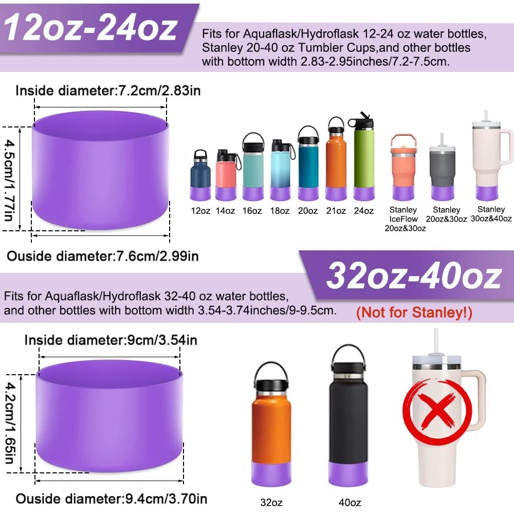 บูทซิลิโคนป้องกันสําหรับ Aquaflask & Hydroflask | ขวดน้ําปากกว้าง 12oz-40oz | ปลอกหุ้มด้านล่างกันลื่นปลอดสาร BPA รูปที่ 6