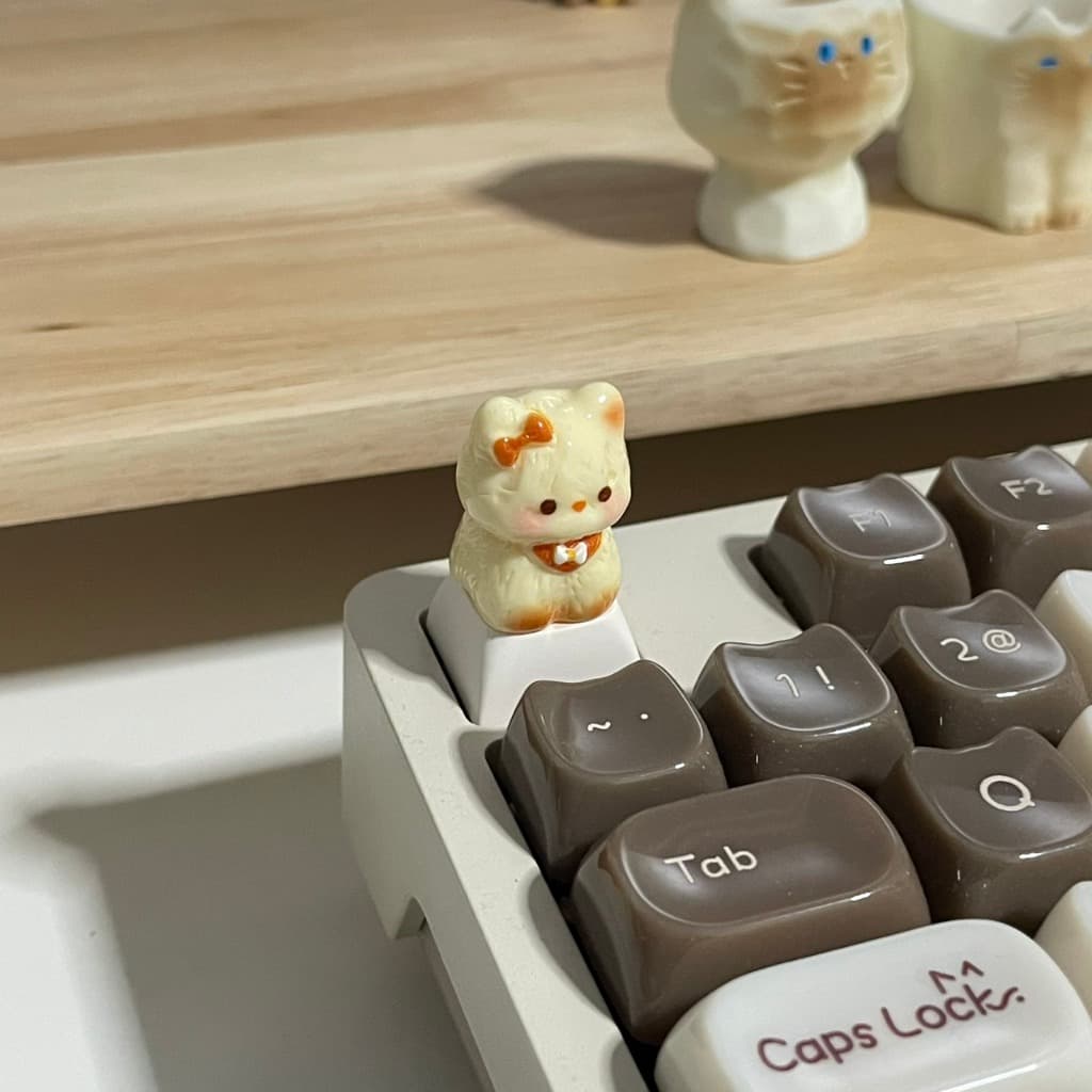 PNS074 คีย์แคปน้องแมวผูกโบว์ สำหรับ Mechanical Keyboard รูปที่ 2