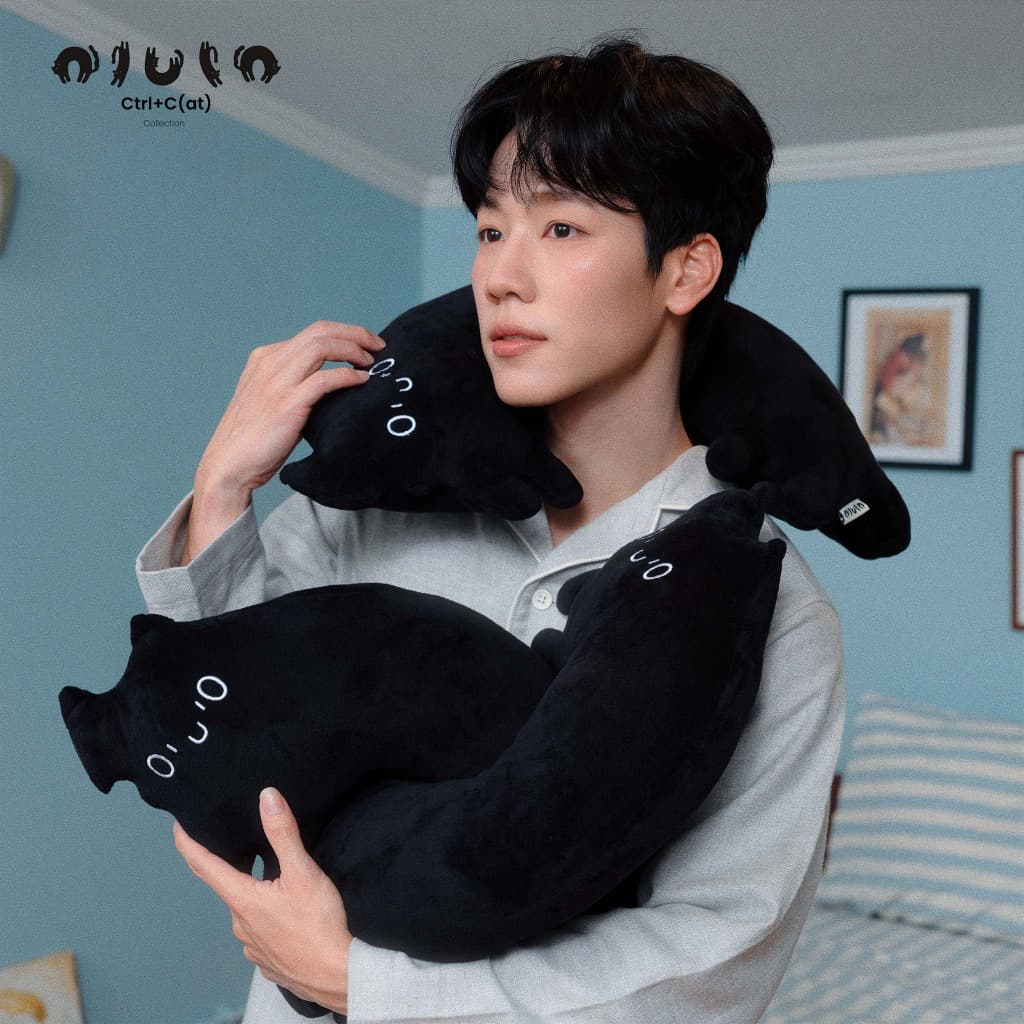 olulo Ctrl+C - Pillow Koo cat หมอนน้องเหมียวขู่ สีดำ รูปที่ 1