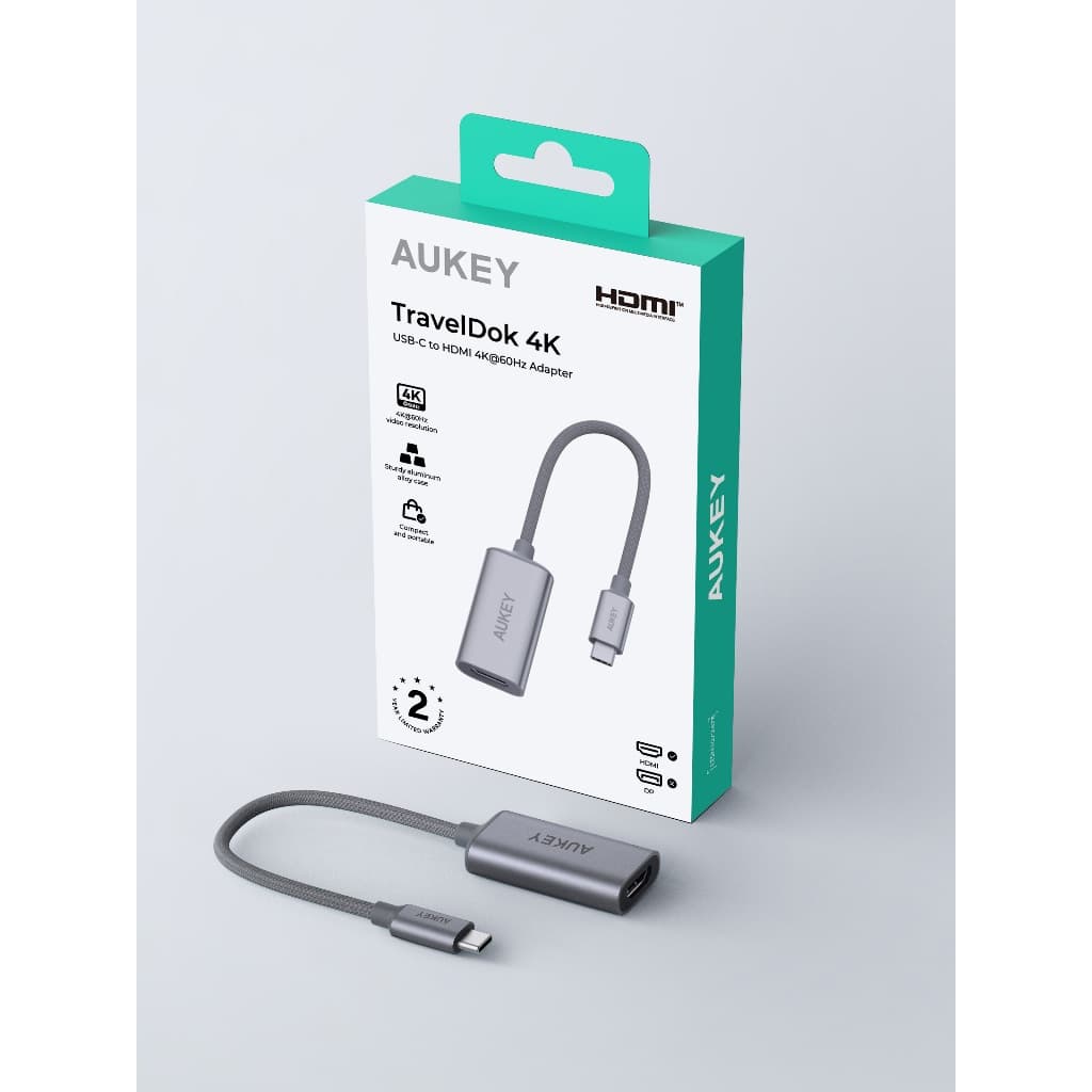 AUKEY UH-H01 USB-C to HDMI 2.0 Adapter | รองรับ 4K@60Hz | สายถักไนลอน | เคสอะลูมิเนียม รูปที่ 9