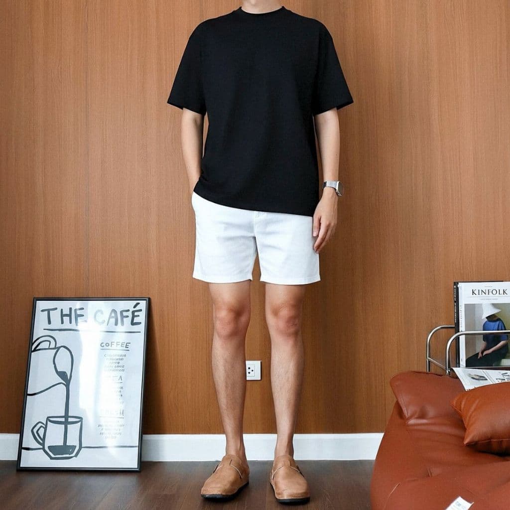 HIMSELF Chino Shorts กางเกงขาสั้นชิโน่ ทรงกระบอกเล็ก ความยาว 16 นิ้ว ใส่สบาย ทรงสวย รูปที่ 4