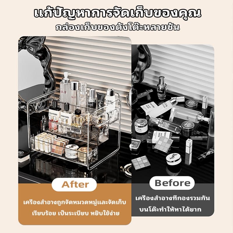 ชั้นวางเครื่องสำอางอะคริลิค ชั้นวางของอะคริลิค สําหรับจัดระเบียบ ชั้นวางเครื่องสําอาง อะคริลิคใสหนา รูปที่ 2