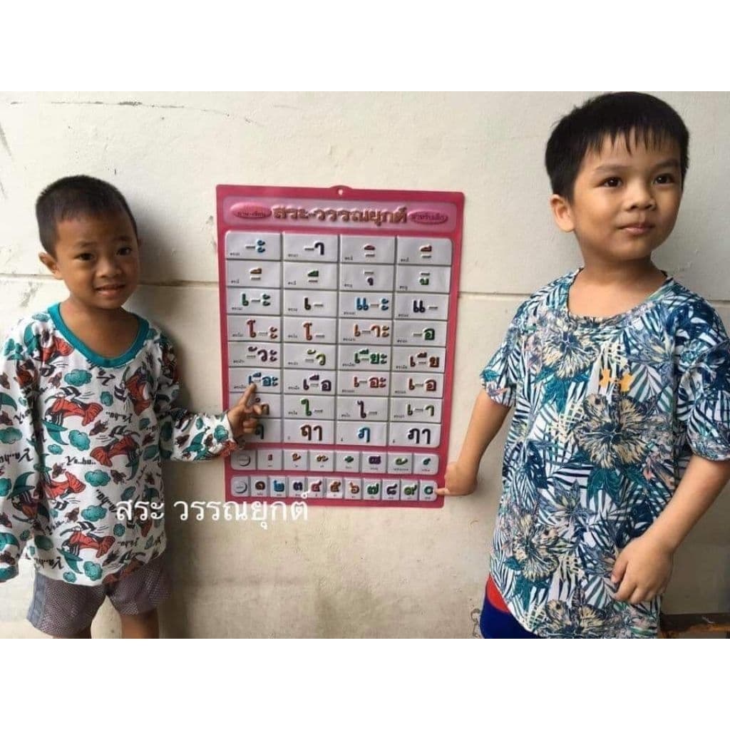 แผ่นสระภาษาไทย สระวรรณยุกต์ พลาสติกติดผนัง พิมพ์ตัวนูนคงทนสวยงาม รูปที่ 2