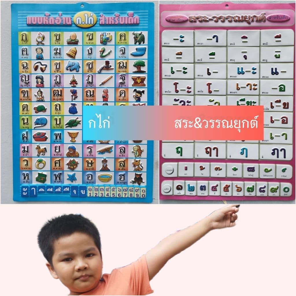 แผ่นสระภาษาไทย สระวรรณยุกต์ พลาสติกติดผนัง พิมพ์ตัวนูนคงทนสวยงาม รูปที่ 3