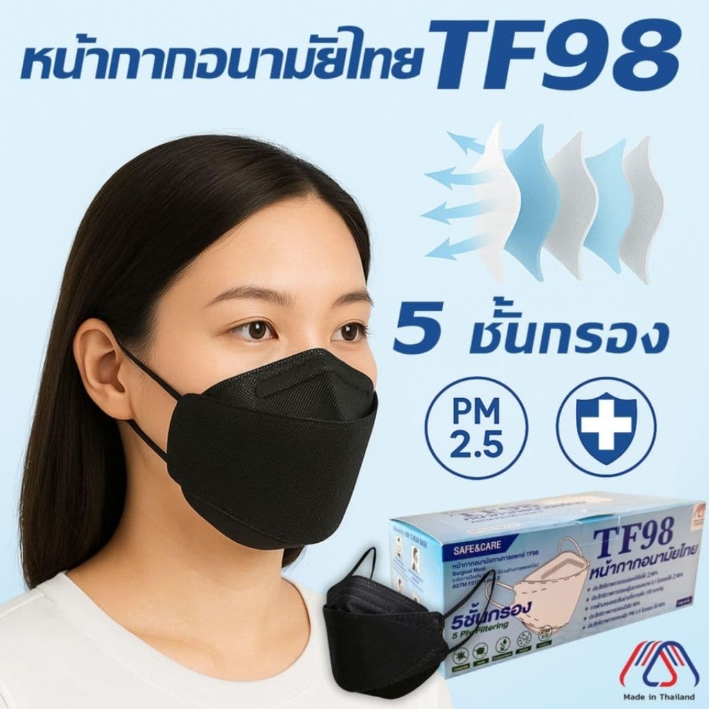 สั่งเราหน่อย นะTF98หน้ากากอนามัยทรงเกาหลีKF 3D TF98 สีขาว,ดำ,เทา,เบจ รูปที่ 1