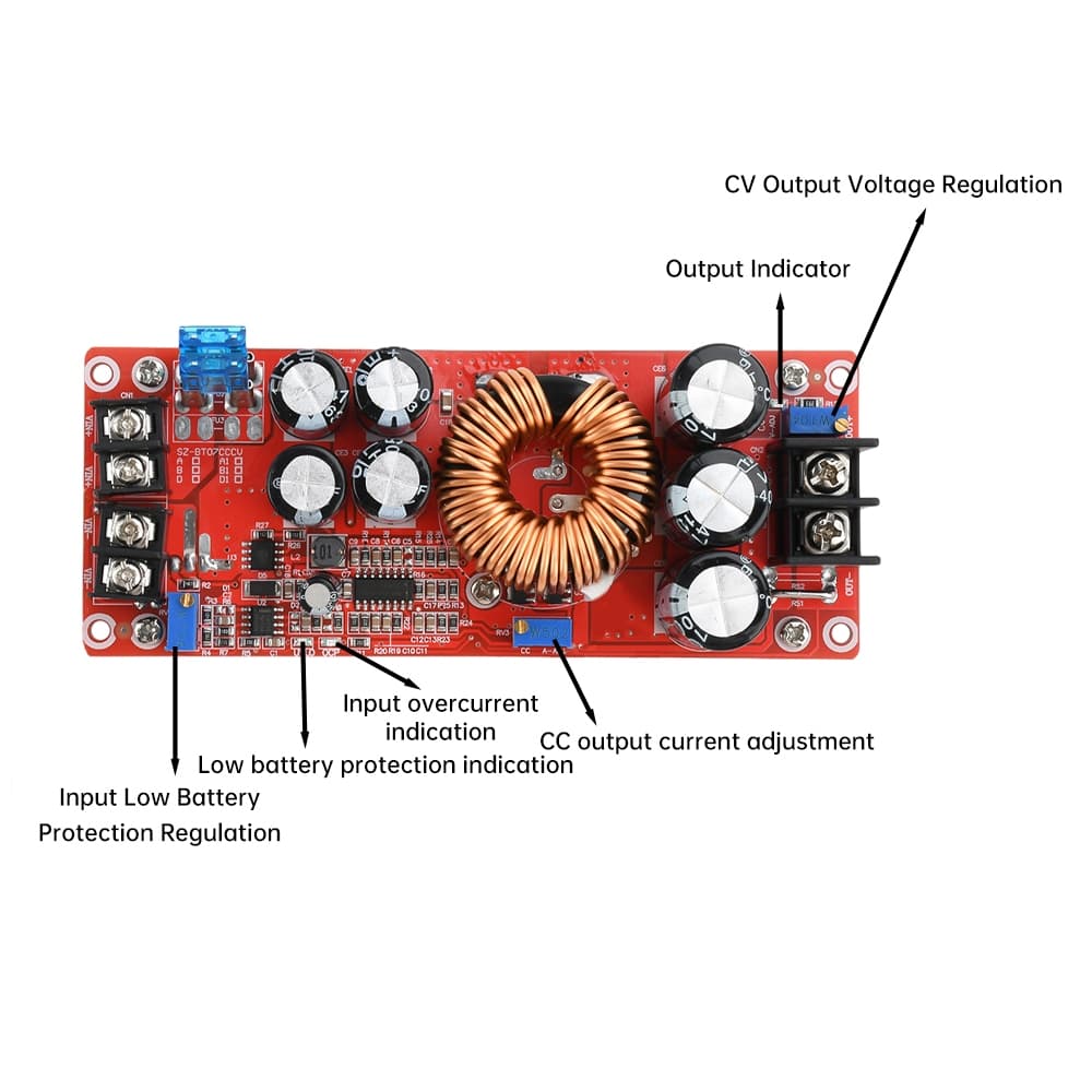 สเตปอัพ 1800W 40A 1200W 20A สเต็ปอัพ step up dc สเต็บอัพ เสต็ปอัพ โมดูล สะเต็ปอัพ Converter Boost 8-60V ถึง 12-90V รูปที่ 6