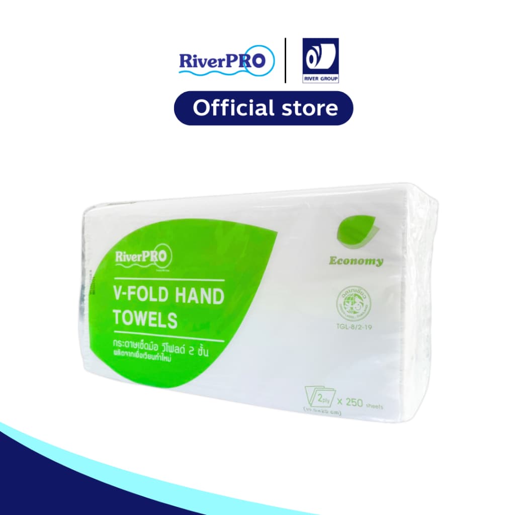 ริเวอร์โปร กระดาษเช็ดมือ วี-โพลด์ อีโคโนมี่ 2 ชั้น 250 แผ่น แพ็ค 1ห่อ RiverPro V-Fold Hand Towels 2 ply 250 sheets รูปที่ 5