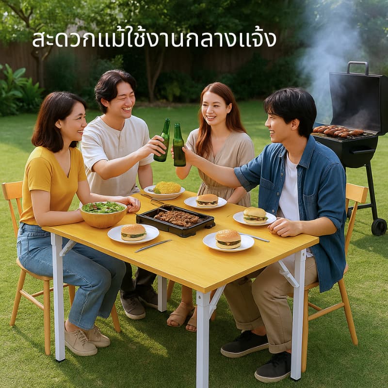 Homemark 120/100/80cmโต๊ะพับ โต๊ะเรียน จัดเก็บง่ายและไม่เปลืองพื้นที่ พับได้ไม่ต้องประกอบ กลางแจ้ง โต๊ะ Foldable รูปที่ 9