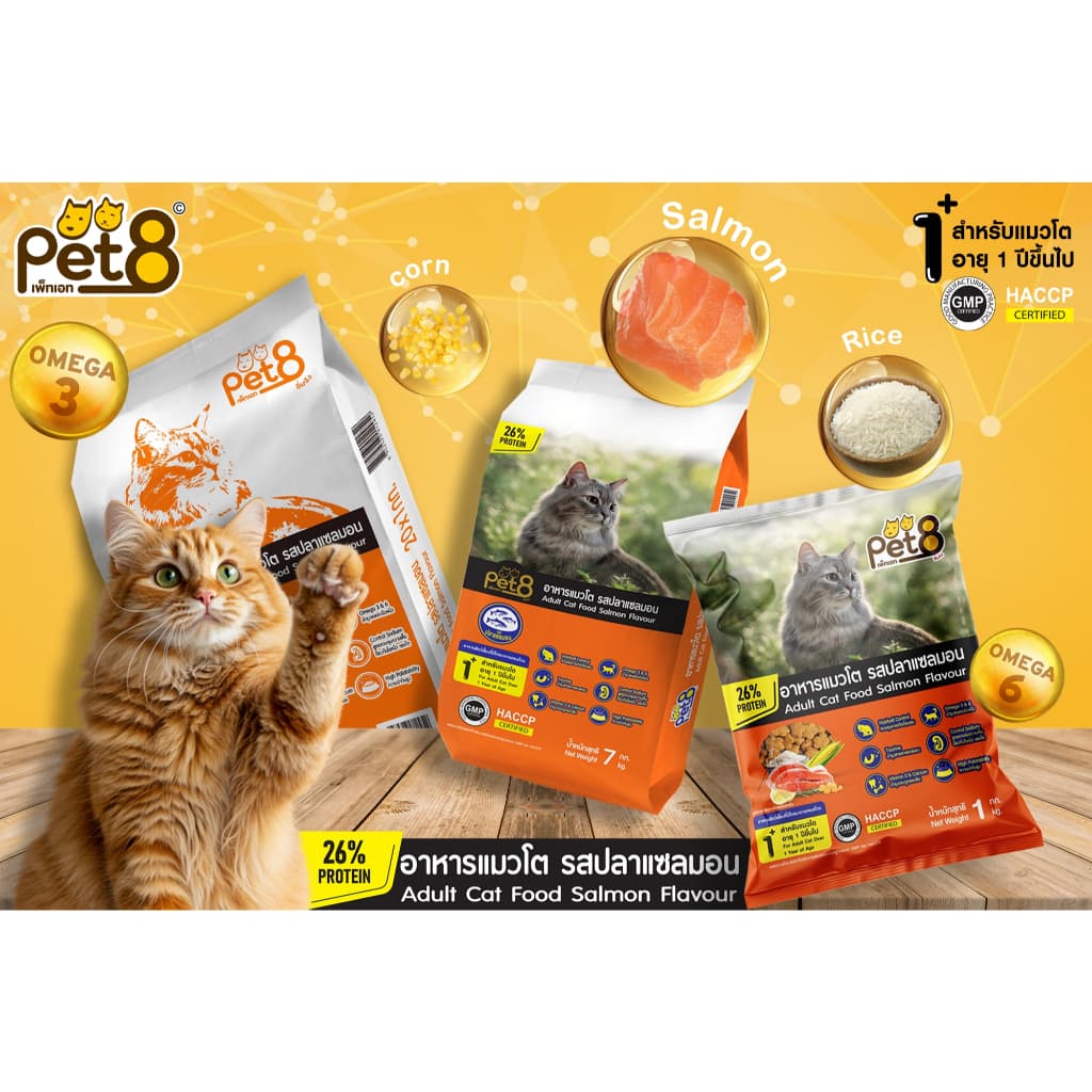 Pet8 เพทเอท อิ่มจัง สูตรโปรตีน 26% ไม่เค็ม อาหารแมวโต ขนาด 7 kg รูปที่ 6