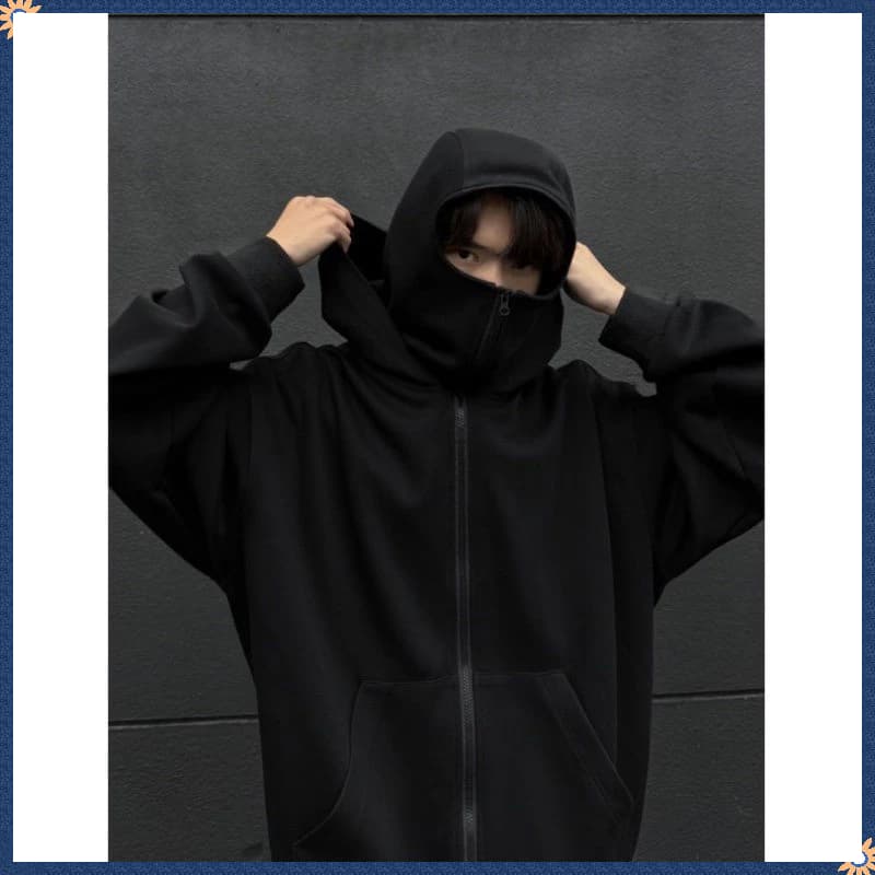 CODเสื้อฮู้ดนินจาHoodie with 2 Balaclava Face Covers, Unisex Hoodie in Non-Ruffled กันหนาวและป้องกันแสงแดด เสื้อฮู้ด รูปที่ 3
