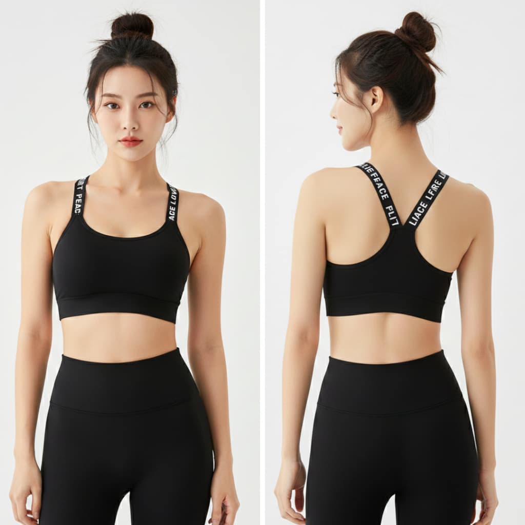 LoveIs Bra สปอร์ตบราสายลายตัวอักษร สายไขว้หลังเก๋ๆ รูปที่ 4