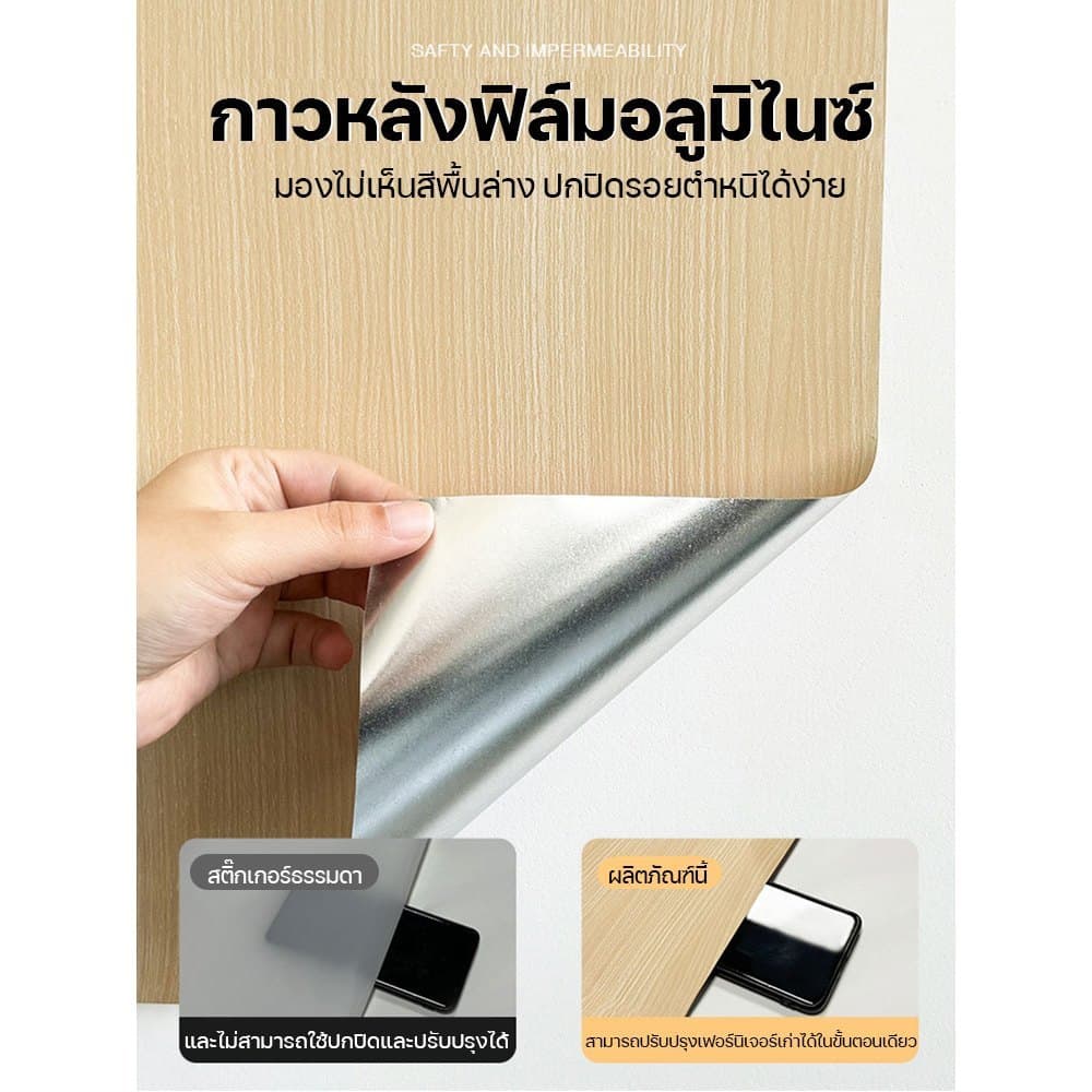 1 แถม 1ผ้าปูโต๊ะ วัสดุไม้เนื้อแข็งคุณภาพสูง ผ้าปูโต๊ะ pvc สติ๊กเกอร์ติดโต๊ะ มีกาวในตัว 60cm*300cm รูปที่ 2