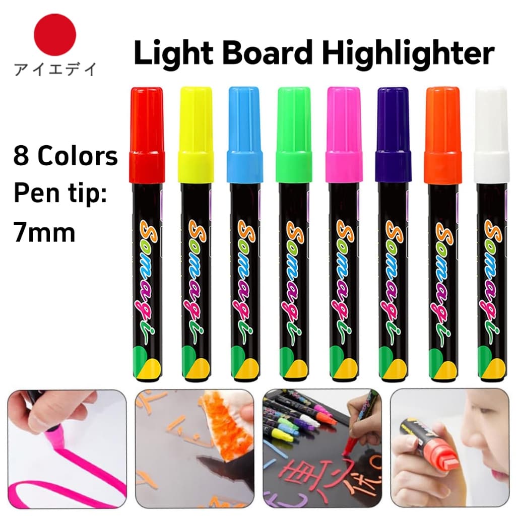 8 ชิ้น ปากกาชอล์กน้ำ ชอล์คมาร์คเกอร์ 7MM Liquid Chalk Markers ปากกาเขียนกระจก กระดานดําภาพวาดปากกา ไร้ฝุ่นลบได้ รูปที่ 1