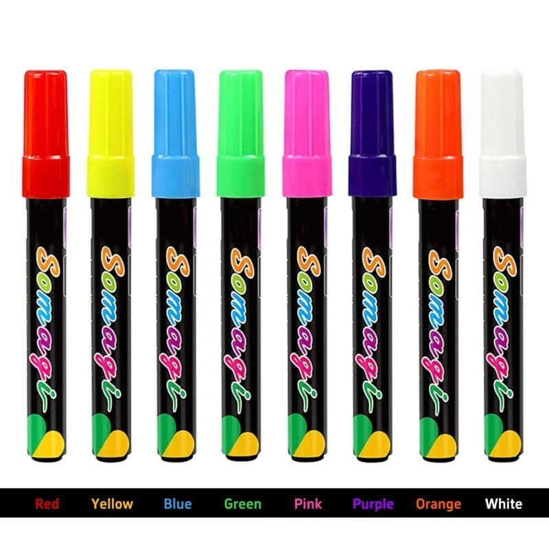 8 ชิ้น ปากกาชอล์กน้ำ ชอล์คมาร์คเกอร์ 7MM Liquid Chalk Markers ปากกาเขียนกระจก กระดานดําภาพวาดปากกา ไร้ฝุ่นลบได้ รูปที่ 2