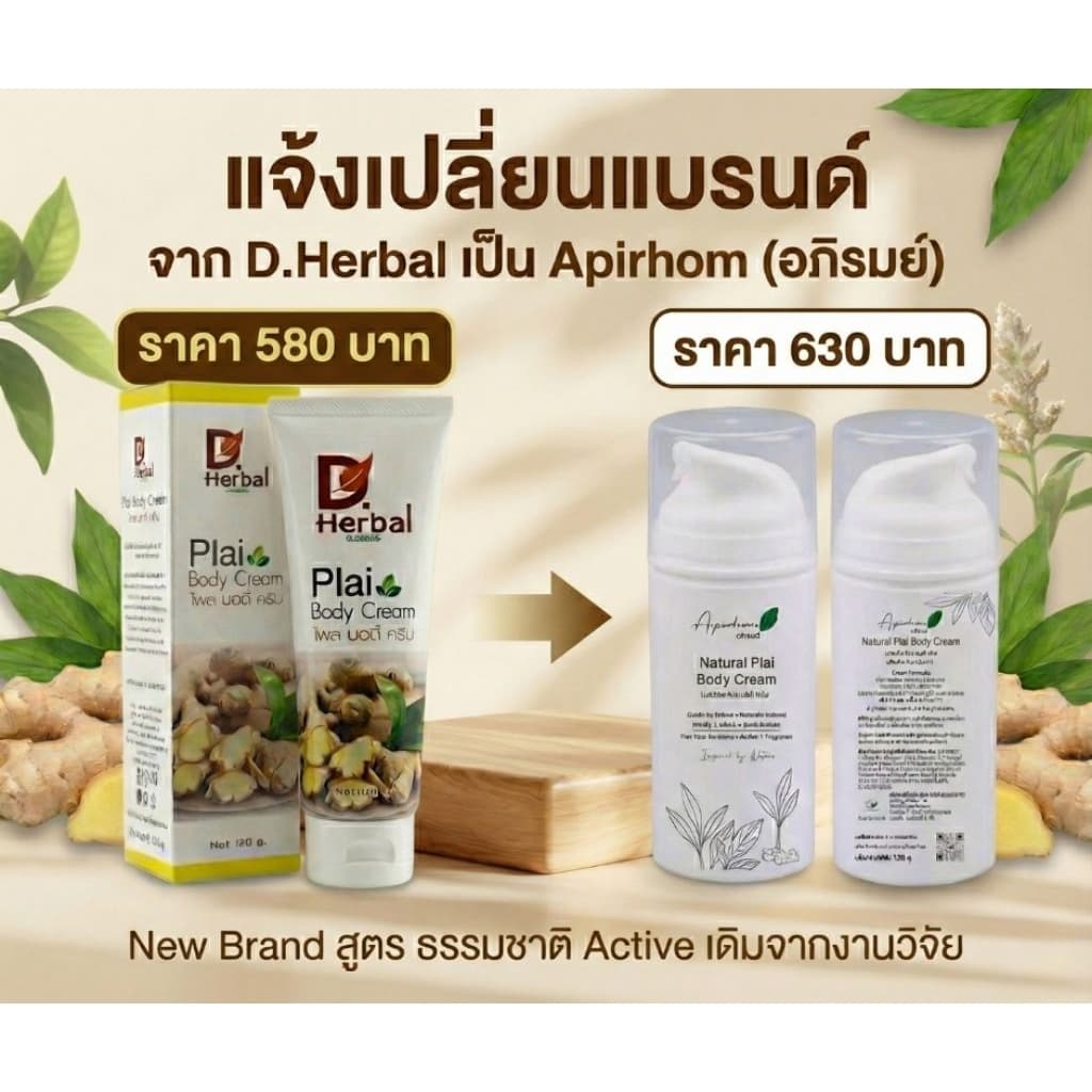 Apirhom Natural Plai Body Cream 50g. อภิรมย์ เนเชอรัล ไพล บอดี้ ครีม ครีมนวดผิวกาย ครีมนวดผิว ครีมนวด ผ่อนคลาย สบาย รูปที่ 2