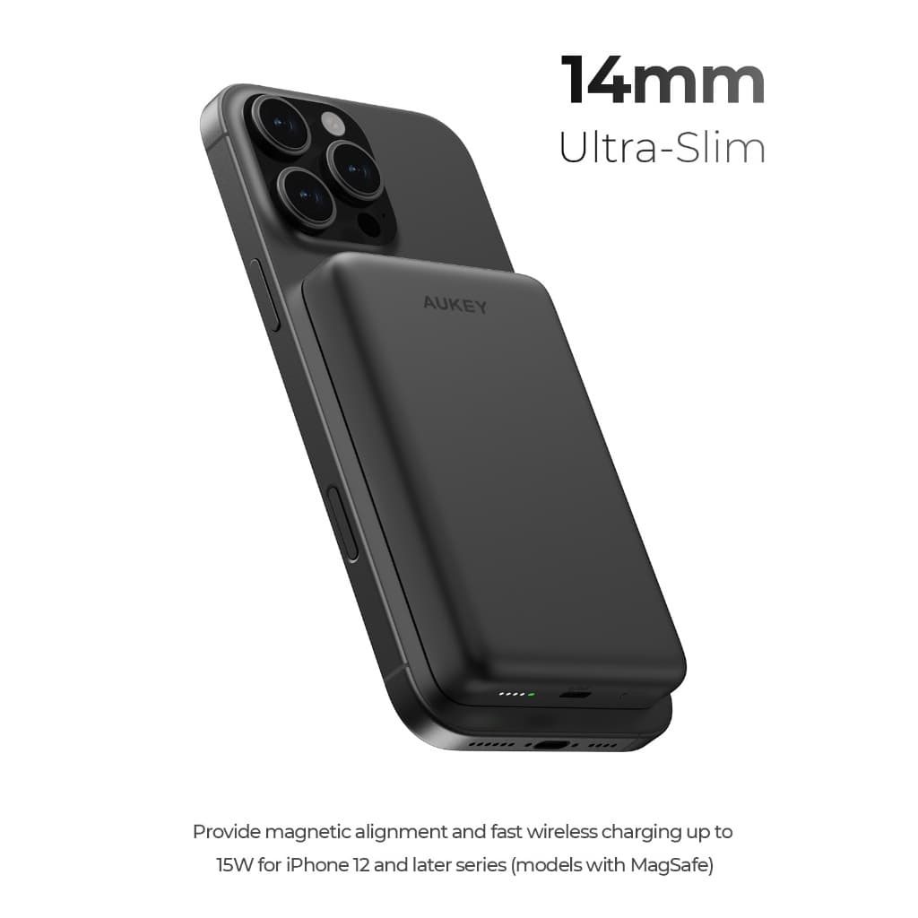 AUKEY PB-MS08 10000mAh Qi2 Magnetic พาวเวอร์แบงค์ไร้สาย Power Bank Ultra-Slim รูปที่ 8