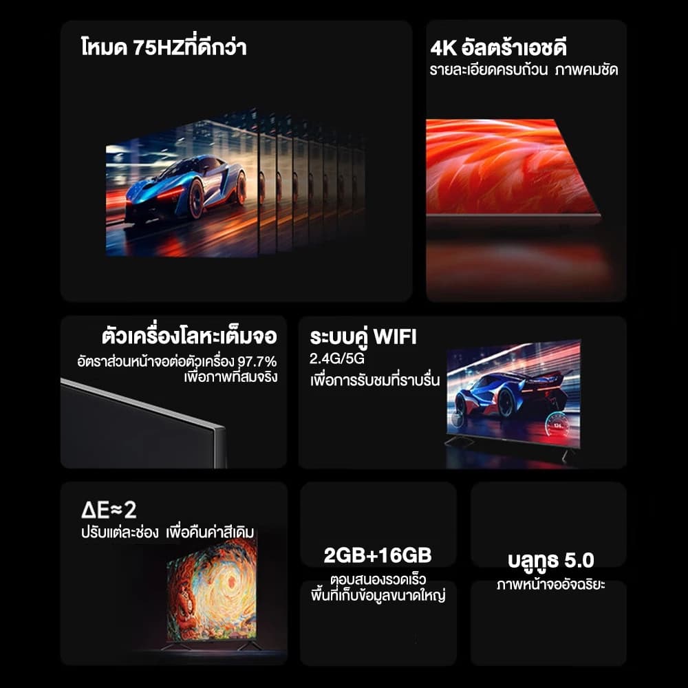 Andard ทีวี 55 นิ้วทีวี Smart TV ๆ ทีวี 32 นิ้ว ทีวี 40นิ้ว สมาร์ททีวี WiFi 4K android TV 43 นิ้ว รับประกัน รูปที่ 3