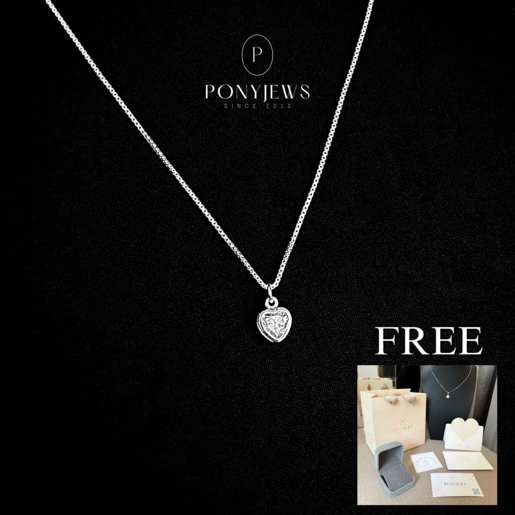 สร้อยคอเงินแท้ 92.5 พร้อมจี้หัวใจฝังเพชรสวิส รุ่น Alicia เคลือบทองคำขาว 18k แถมฟรีเซ็ตของขวัญ รูปที่ 1