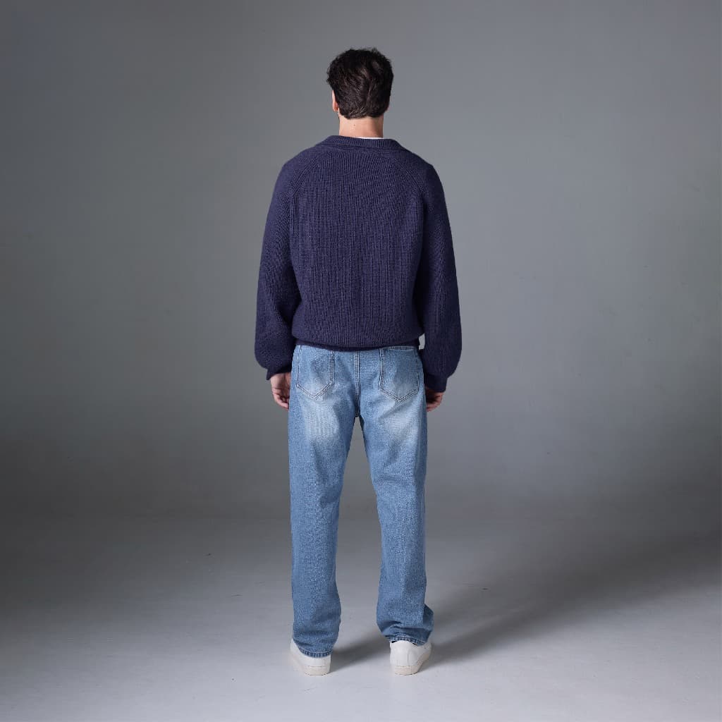 Jack Russel - Men Jeans กางเกงยีนส์ผู้ชาย ทรงขาบาน - Klassik J-6001/LB Baggy Low Rise Wide Leg Light Blue รูปที่ 5