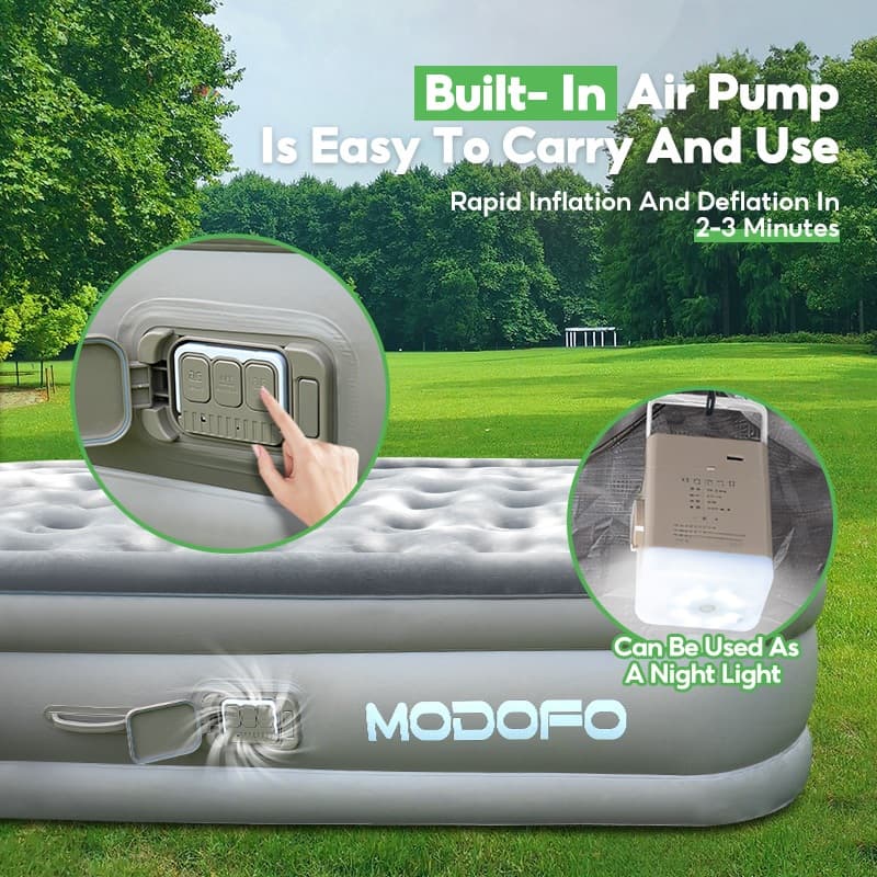 MODOFOที่นอนเป่าลม อัตโนมัติ เตียงเป่าลม 5ฟุต 6ฟุต ที่นอนลม พร้อมปั๊มลมในตัว ที่นอนสูบลม รูปที่ 5