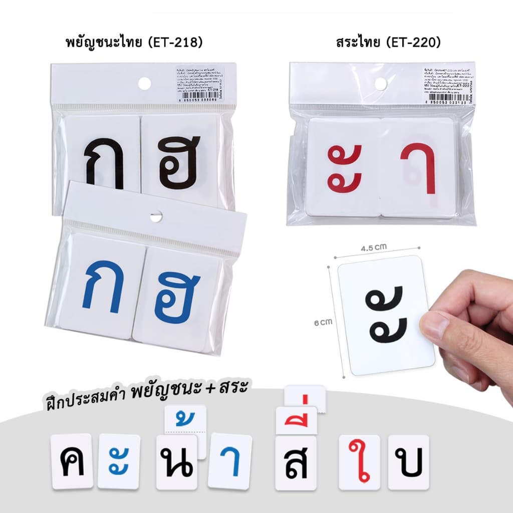 บัตรคำ Flashcards อักษรภาษาไทย บัตรพลาสติก ขนาด 4.5x6 ซม. รูปที่ 1