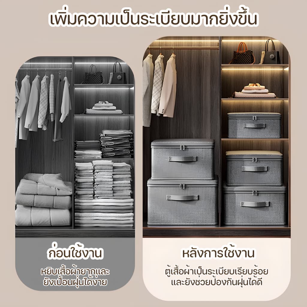 Saendeeกล่องเก็บของ อเนกประสงค์ ฝาซิป กล่องใส่ของ กล่องเก็บเสื้อผ้า พับเก็บได้ กันน้ำ กันฝุ่น รูปที่ 8