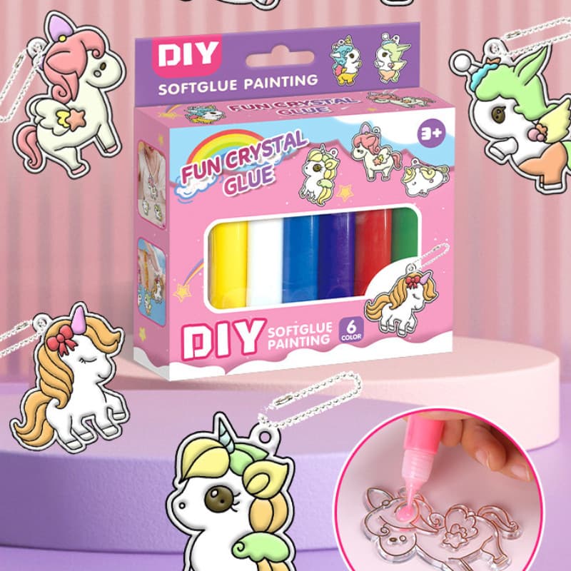พวงกุญแจDIY ชุดทำพวงกุญแจ 6pcs เจลวาดภาพ3มิติ Sticky Art ของเล่นDIY รูปที่ 7
